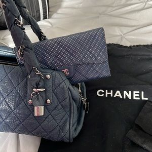 Chanel lamb skin handbag and matching wallet